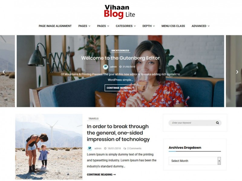 Vihaan Blog Lite Chủ đề Miễn phí Tải về
