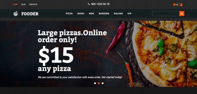 Fooder Pizza Restaurant MotoCMS Mẫu thương mại điện tử