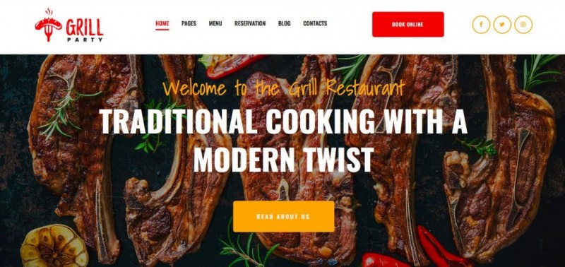 Nhà hàng Grill Premium Moto CMS-3 Mẫu