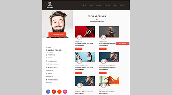 website profile cá nhân